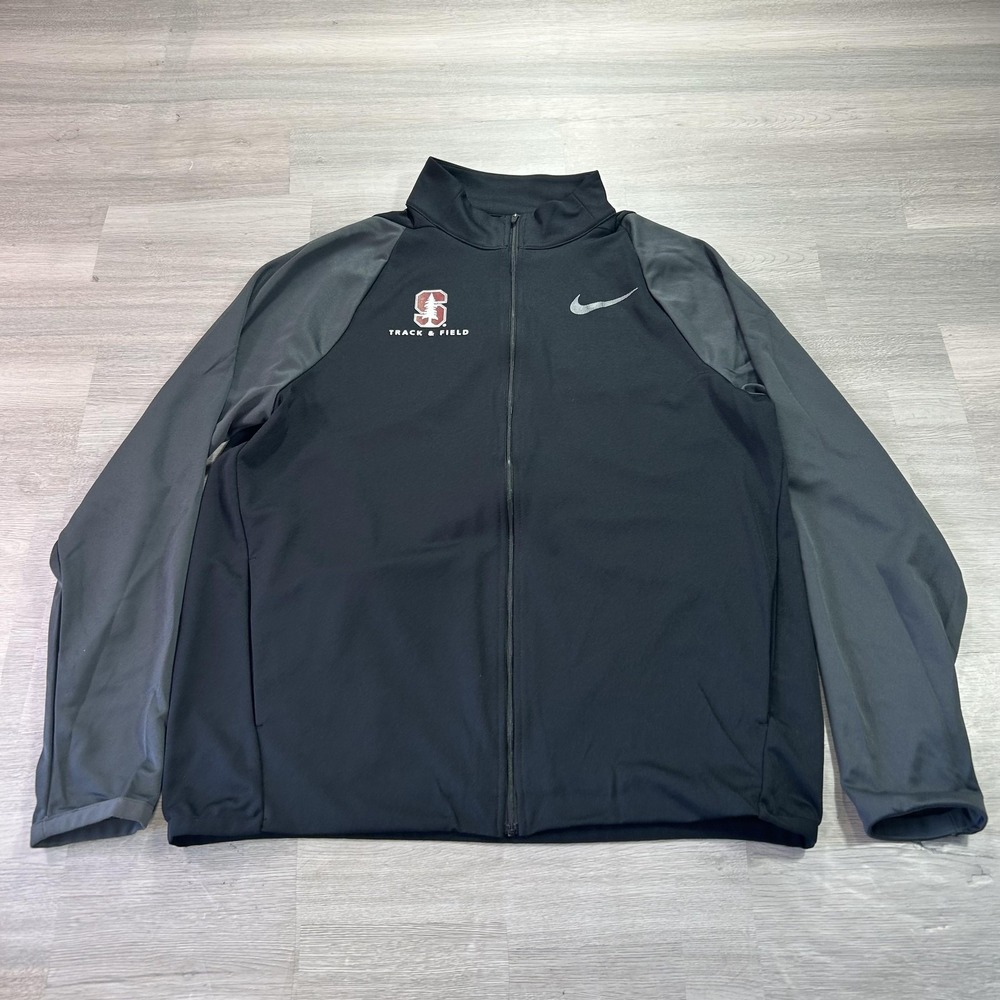 Stanford Cardinal Jacket Mens Medium Black Track & Field Nike Dri Fit Full Zip